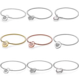 Moments Lock Your Promise Regal Heart Signature Padlock Bracelet Fit Fashion 925 Sterling Silver Bangle Bead Charm DIY Jewelry294y