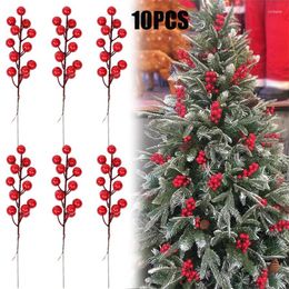 Decorative Flowers Red Christmas Berries Artificial Stamen Holly Berry Wreath Decoration For Home Xmas Year Gifts Decor