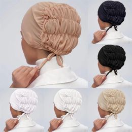Berets Women Solid Colour Mesh Bandage Bottoming Hat Breathable Elastic Belt Cap Scarf Headscarf Head Bands Fir Men