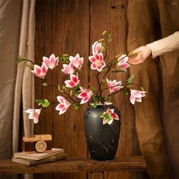 Decorative Flowers Artificial Silk Flower Bouquet Simulation Magnolia Plant For Home Living Room Decoration Wedding Fake
