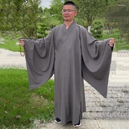 Ethnic Clothing Traditional Chinese Buddhist Long Robes For Buddhism Monk Adults Men Haiqing Meditation Gown