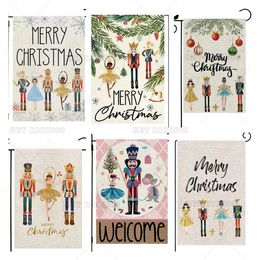 Other Event Party Supplies Nutcrackers Merry Christmas Garden Flag 12x18 Inch Double Sided Small Burlap for Outside Snowflakes Holiday Yard Decoration 1pc 230928