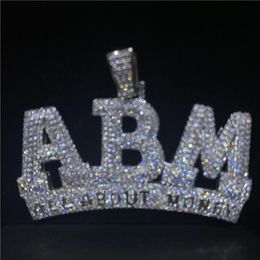 Hip Hop Iced Out Diamond Letter ABM Pendant Gold Silver Plated Micro Paved Cubic Zircon Mens Hip Hop Jewellery Gift250m