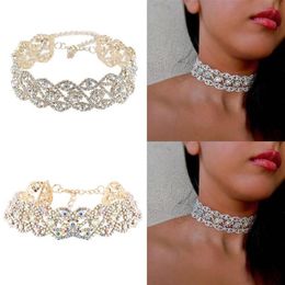 Women Crystal Rhinestone Choker Necklace Full Diamond Collar Gothic Wedding Party Jewelry295s