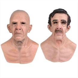 Latex Mask Bald Old Man Woman Full Head Halloween Realistic Funny Scary Adult Rubber Elder Costume Party Cosplay Decor Prop New L2228P