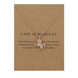 Unicorn Pendant Necklace for Women Men Lucky Animal Necklace With Gift Card Fashion Jewellery