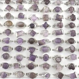 Natural Amethyst Stone Rings Gemstone Jewelry Women's Ring Bague 50pcs Valentine's Day Gift214I