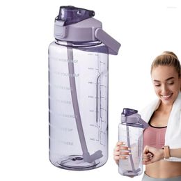 Water Bottles Bottle With Time Marker 2L Measured Drinking Cup Straw And Marks Large Motivational