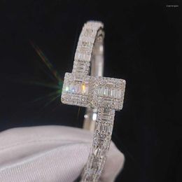 Bangle Hip Hop Jewellery Bracelet Shine Iced Out Cubic Zirconia Miami Rectangle For Women Gift