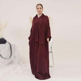 Ethnic Clothing Middle East Islamic Women's Dress Muslim Plain Long Sleeve Dubai Kaftans Arab Morocco Ladies Party Robe Elegant Abaya