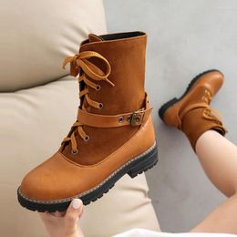 Boots Thick Low Heeled Platform Ladies Ankle 2023 Autumn Winter Motorcycle Women's Casual Comfy Design Shoes For Woman