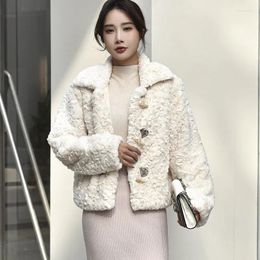 Women's Fur 2023 Temperament Celebrity Autumn Winter Mink Printed Plush Coat Sheep Fleece Shearing One Piece Wool