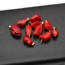 Anhänger Halsketten 2 stück Nette Rote Koralle Unregelmäßige Meer Bambus Charms Für Mode Schmuck Machen DIY Frauen Halskette Ohrring Handwerk