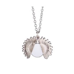 Pendant Necklaces Sun Flower Necklace Design Silver Decoration Sublimation Print Blank Picture Women Jewellery Wear 10pcs lot A0039256T