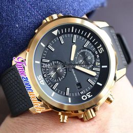 44mm Aquatimer Family IW379503 4813 Automatic Mens Watch Black Dial Rose Gold Case Black Rubber Strap Sport Watches No Chronograp251j
