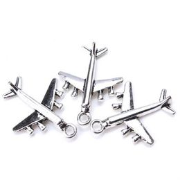 100pcs lot Ancient Silver Alloy Airplane Aircraft Charms Pendants For diy Jewelry Making findings 27x21mm2895