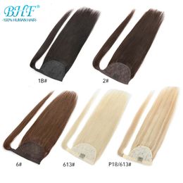 Lace s BHF 100 Human Hair tail Brazilian Straight Remy Magic Wrap Around Clip In Horsetail 150g 120g 230928