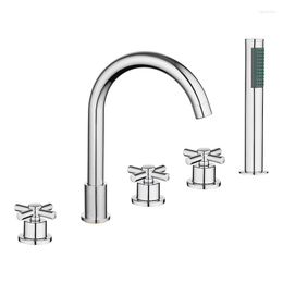 Kitchen Faucets Bathtub Faucet Cold And Water Switch Sitting Five-hole Cylinder-side All-copper Split