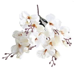 Decorative Flowers Windfall Artificial Faux Orchid Arrangements Table Centerpiece Silk White Petals With Purple Cemetery