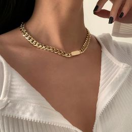 Chains Vintage Punk Small Thin Short Choker Necklace Collar Boho Simple Minimalist Gold Colour Snake Smooth Link Necklaces Women Je229A