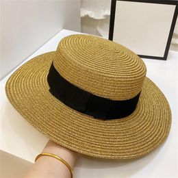 Luxury Designer Straw Hat Flat Cap Fashion Gentleman Caps Higt Quality Mens Women Sun Hats271J