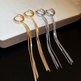 Hoop Earrings Womens Accessories Jewelry Eardrop Statement Dangle Fringe Long Tassel Rhinestone Gold Plated Trendy 2023