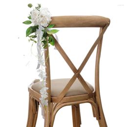 Decorative Flowers 1Pc Nordic Minimalist Style Outdoor Wedding Chair Back Decoration Flower Banquet Atmosphere Simulation Rose Artificial