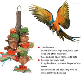 Other Bird Supplies Chewing Toy Multi Coloured Corn Cobs Wood Blocks Nuts Bark Hanging Pet Bite For Beak Exercise