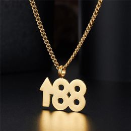 Male Titanium Steel Necklace 88 Up Rising Pendant Simple Number Dangle Chain Unisex Jewellery Gifts Chains2368