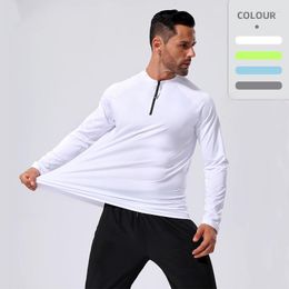 Active Shirts Quick Drying Sports Top Spring Half Zip Stand Up Collar Solid Colour Outdoor Training Running Thin Breathable Team Uniform
