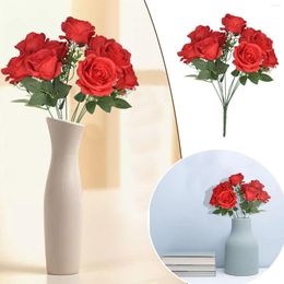 Decorative Flowers Artificial For Cemetery Memorial Flower Bouquet Home Floral Decor Silk Rose Zinnia