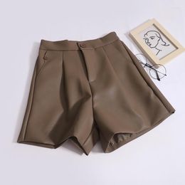 Women's Shorts Fashionable And Versatile PU For Women In Autumn Winter Casual Loose Slim High-waisted Trendy A-line