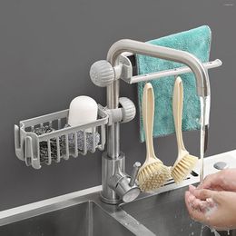 Kitchen Storage Sink Faucet Rack For Sponge Towel Washing Bowl Dish Fruit Rotatable Drain Basket Home Organiser Holder