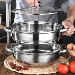 Double Boilers Stainless Steel Steamer Pot 28CM Steam Thicken Layer Boiler Induction Cooker Steaming Soup For Home