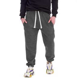 Men's Pants Mens Solid Colour Sports Elastic Waist Fleece Thick Sweatpants Loose Outdoor Trousers Gym Jogging Pantalones