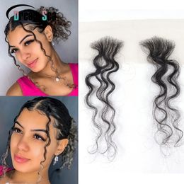 Lace s Invisible Swiss Transparent Reuseable Curly Baby Hair Edge Human hair 1 Pair Natural Hairline Remy Strips For Women 230928