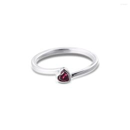 Cluster Rings 2023 Red Tilted Heart Solitaire Ring Woman DIY Sterling Silver Jewelry For Making Mother's Day Gift