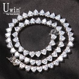 Pendant Necklaces Uwin Heart Tennis Chain 6mm Choker Micro Paved Iced Out Cubic Zirconia Luxury Bling Charm Vintage Short Necklace264w