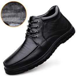 Boots Winter Super Warm cowhide for men Black leather boots Chelsea nonslip warm outdoor shoes botas hombre 230928