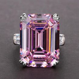 2020 Sterling Silver Created Emerald cut Diamond Wedding Engagement Cocktail Women Moissanite Rings Fine Jewelry200N