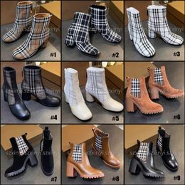 Premium Fashion Women's Boots Classic Plaid Design Women's Chunky Boots and Ankle Boots