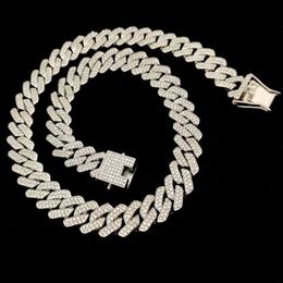 Cuba Necklace Male Trend Hip-hop Simple 14mm Chain Men And Women Diamond-shaped Europe And The United States Set Diamond Accessori278i