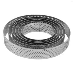 Bakeware Tools 6 Pack Perforated Tart Rings Set Stainless Steel Heat-Resistant Cake Mousse Ring Pie Mold For Pastry