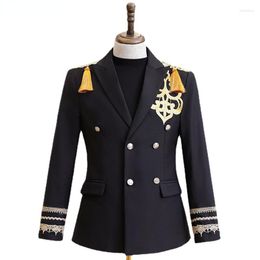 Men's Suits Mens Steampunk Military Drummer Punk Jacket Double Breasted Tassel Decoration Clothes For Singers Party Stage Prom Costume Homme