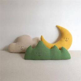 Pillow Unique Lightweight Durable Bright Colour Moon Cloud Shaped Kids Room Decoration Cartoon Throw Decorative