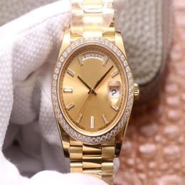 2023 QC check Luxury Wristwatch 18kt GOLD 40MM Champagne Dial DIAMOND Bezel Mechanical Automatic Movement Mens Watches286E