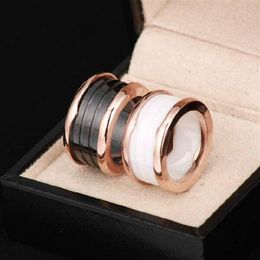 Whole- Arrival Special black and white Colour Bridal Sets Classic Rings For Rings Spring Ring 18k Rose gold ring Titanium Wid2237