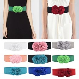 Belts 2023 Lady Dress Waistbands Vintage Corset Floral Decorative Solid Color Elastic Waist Belt Seal Soft Handmade Wide Women