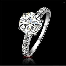 Cluster Rings Solid 14K White Gold AU585 Ring 1CT Diamond Women Wedding Love Promise For Girl Beautiful Box