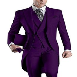 Customize Design Light Grey Purple White Black Burgundy Blue Tailcoat Men Party Groomsmen Suit in Wedding TuxedosJacket Pants Ti232t